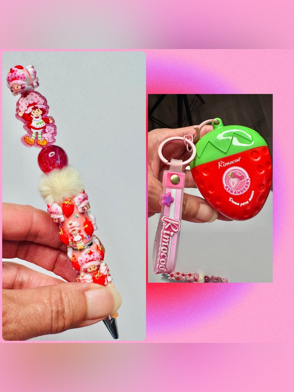 Strawberry Shortcake Pen and hand cream bag charm
